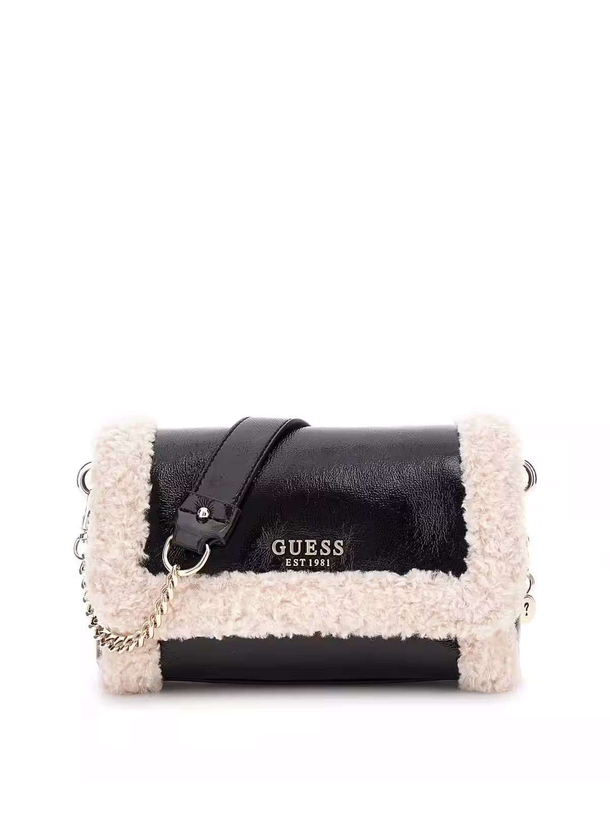 GUESS Tas Black met bont detail